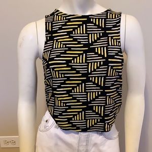 Yellow, Black and white Ribbed tank top